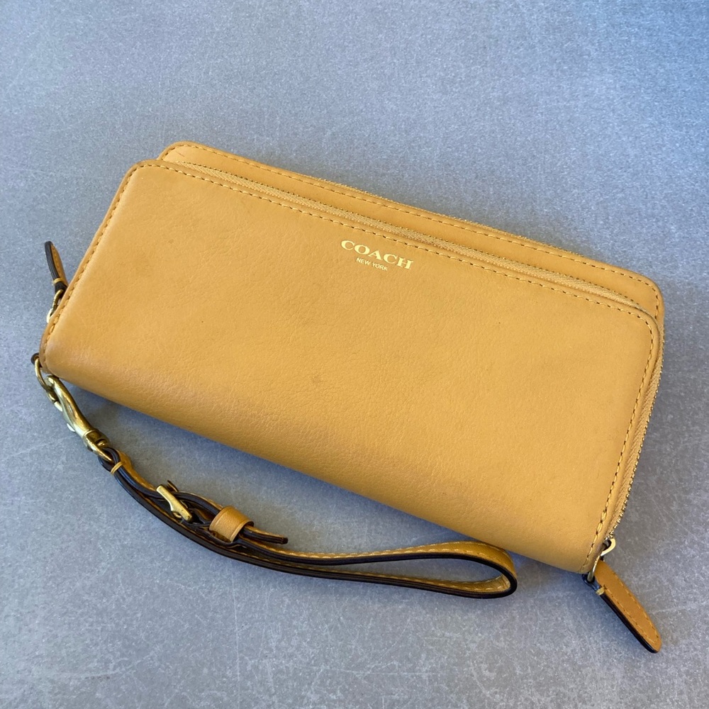 Coach Leather Wristlet Wallet - Yellow